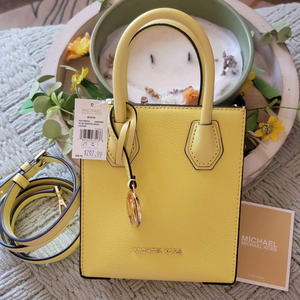 Michael Kors Yellow Leather Mini Tote Bag